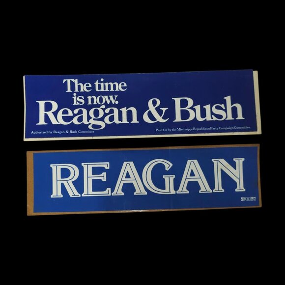 Reagan & Bush The Time Is Now 1980 Presidential Campaign Now Bumper Sticker Lot - Picture 1 of 9